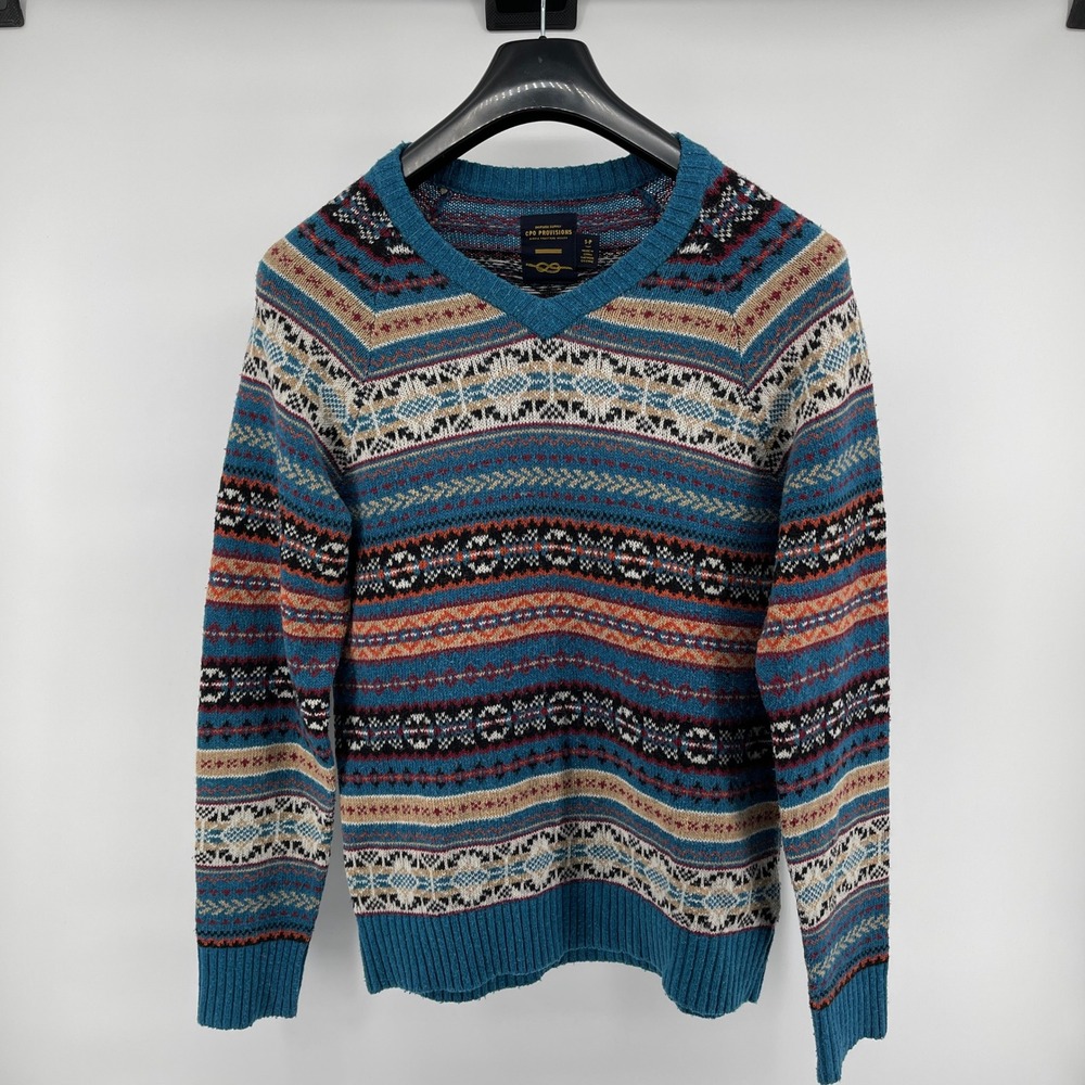 CPO Provisions Sweater‎ Men's Small Multicolor Fair Isle V Neck